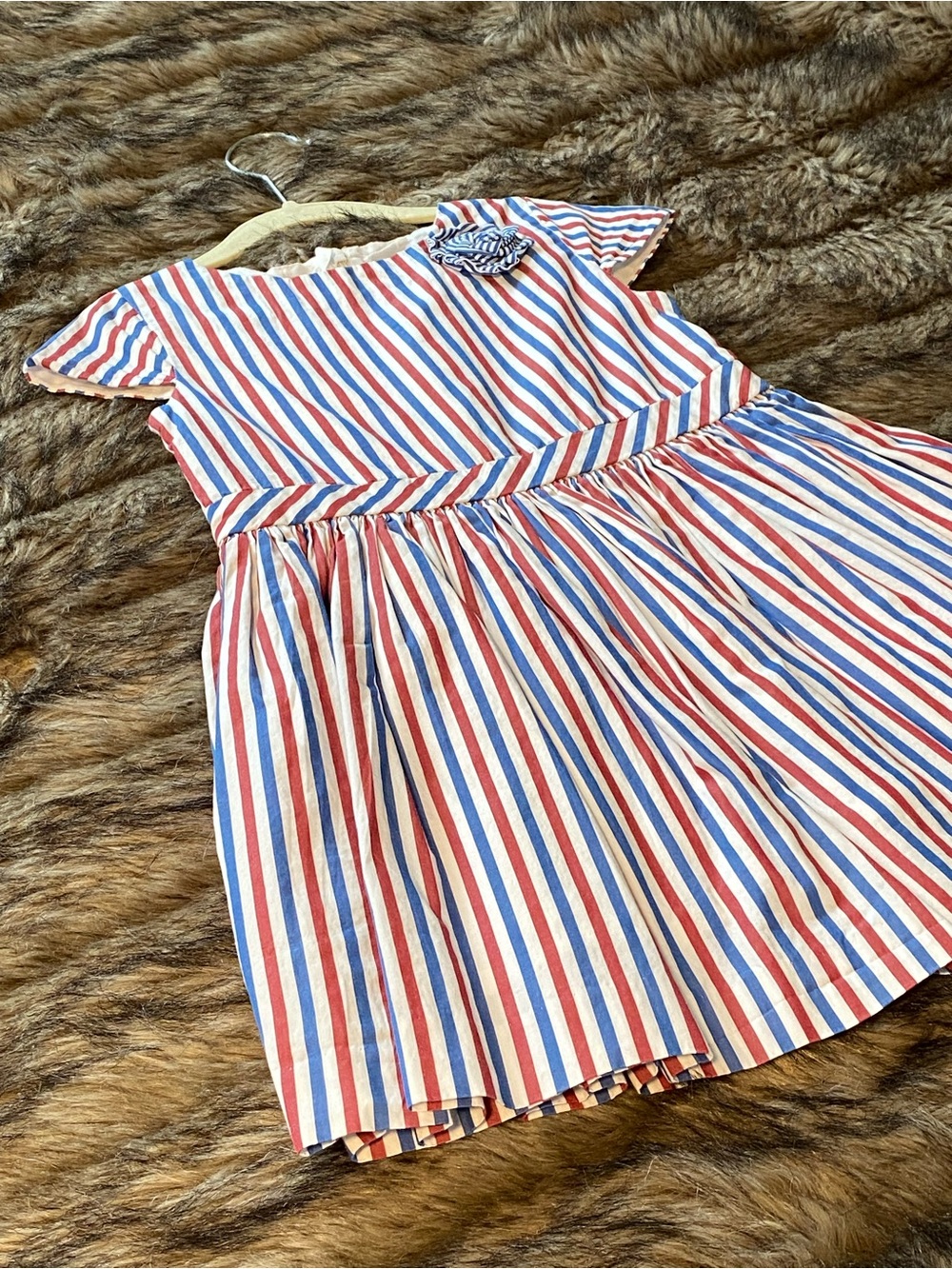 Jacadi Red, White & Blue Striped Cotton Dress